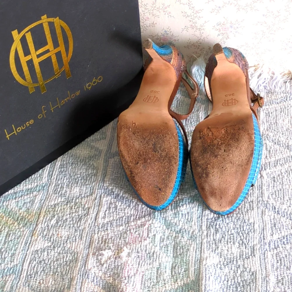 House of Harlow Nancie Blue Sandal Size 8 .5/38.5 - Picture 4 of 5